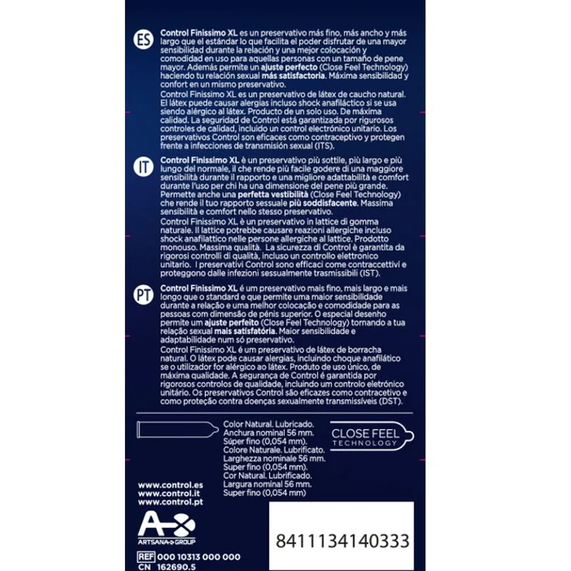 Préservatifs Finissimo XL 12 Unités Control