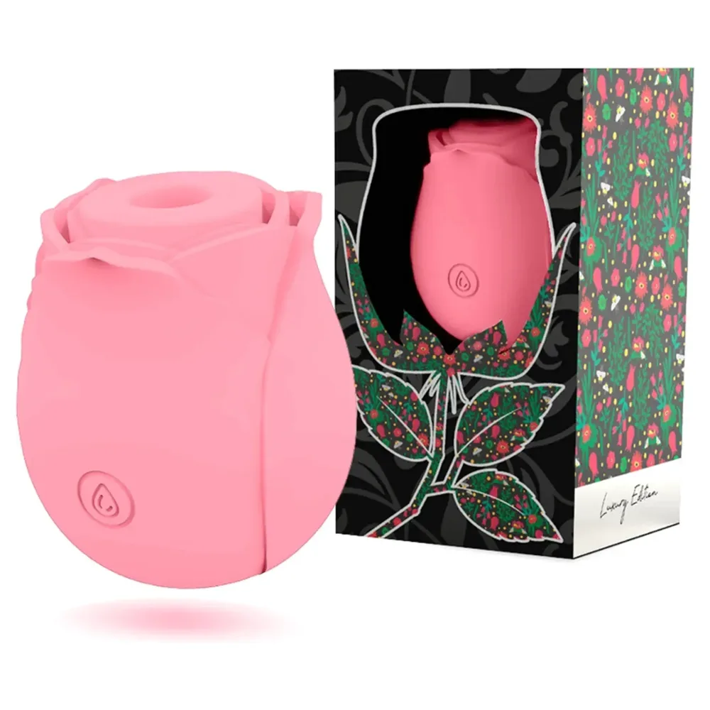 Wave, stimulateur clitoridien par succion en forme de rose, devant son coffret Luxury Edition
