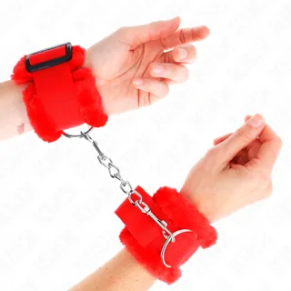 Menottes Doublés de Fourrure Rouge Ajustable 17-31 Kink
