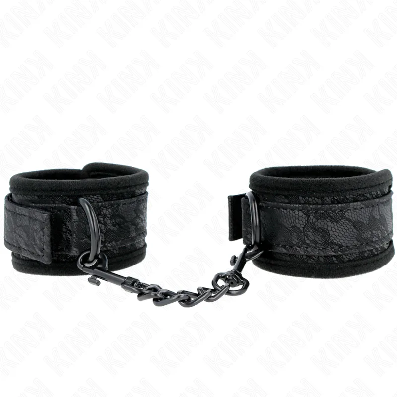 Poignets Recouverts de Dentelle Foncée Néoprène Ajustable Kink noir menottes