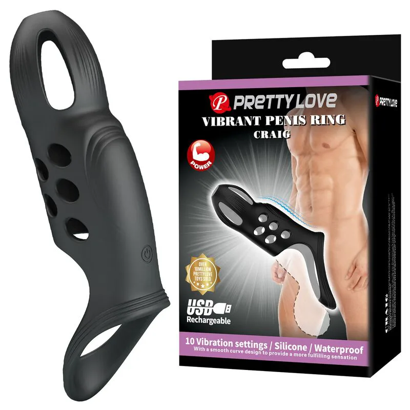 Craig Anneau pénien Vibrant Rechargeable Noir Pretty Love