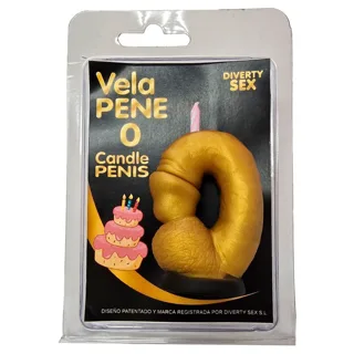 Bougie Pénis en Forme de Chiffre 0 Couleur Or Diablo Picante jeu coquin