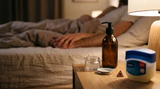 Vaseline comme lubrifiant : pot de vaseline signalé par un pictogramme d interdiction, à côté d un gel intime adapté