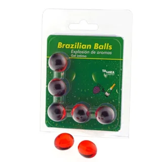 5 Boules Brésiliennes Gel Intime Fraises & Champagne Taloka lubrifiant base eau