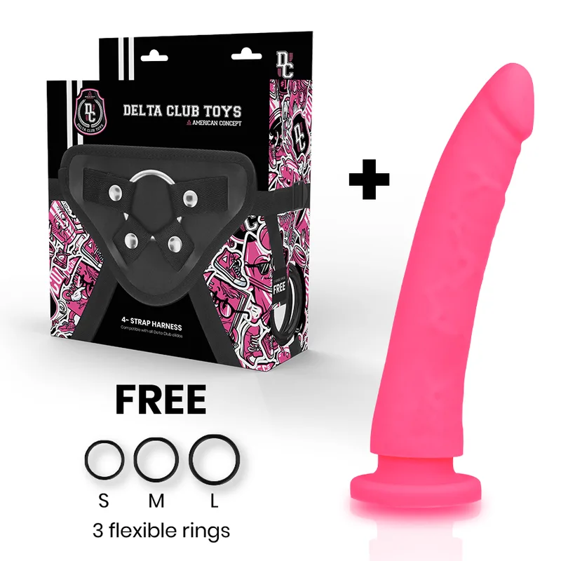 Toys Harnais + Gode Silicone Rose 20 x 4 cm Delta Club