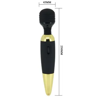 Vibromasseur wand nervuré noir et or vue 7