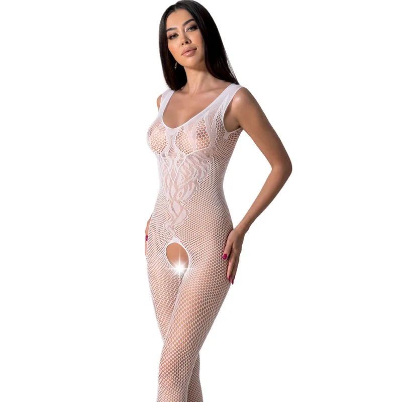BS098 Bodystocking Blanc Taille Unique Passion blanc nuisette