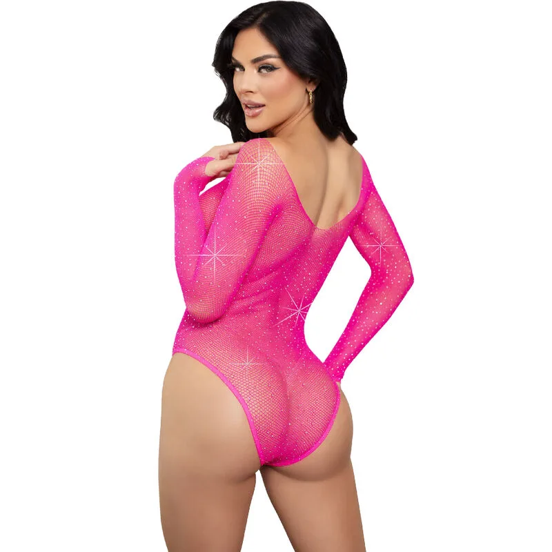 Body à Manches Longues Cristallisé Fuchsia Leg Avenue fuchsia body résille