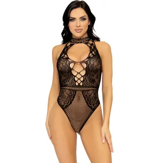 Body Gilet en Résille et Dentelle Taille Unique Leg Avenue body résille