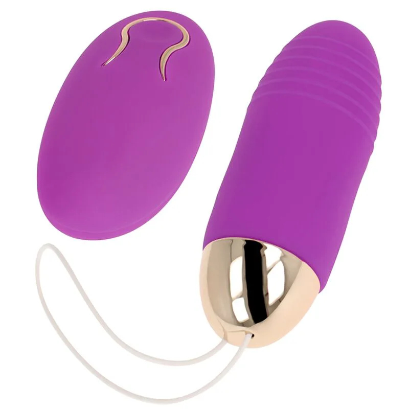 Œuf Vibrant 10 Vitesses Ohmama en violet, œuf et télécommande réunis sur la photo