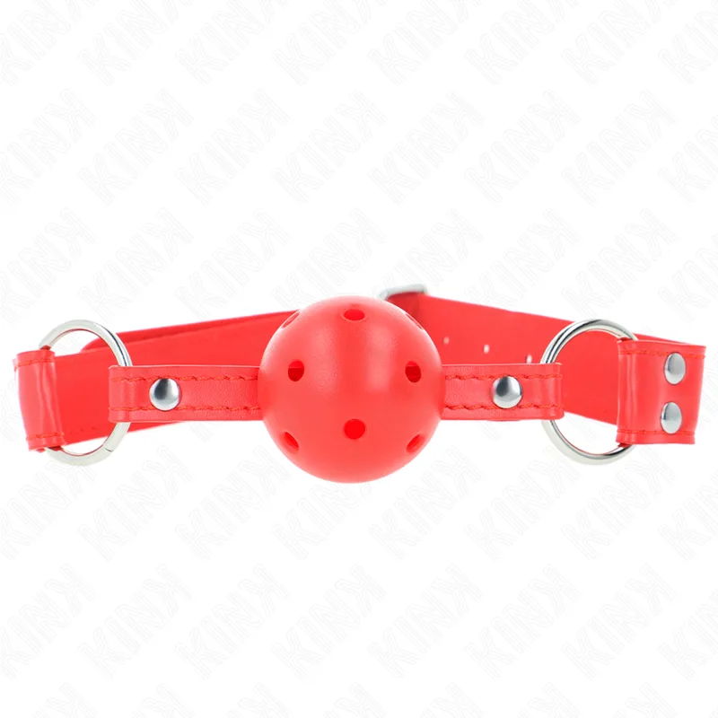 Bâillon à Boule Dur Creux Rouge Complet 62 X 2 CM Kink rouge bâillon
