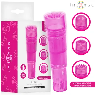 Mini Masseur Kurt avec 4 Têtes Interchangeables Rose Intense rose mini vibromasseur