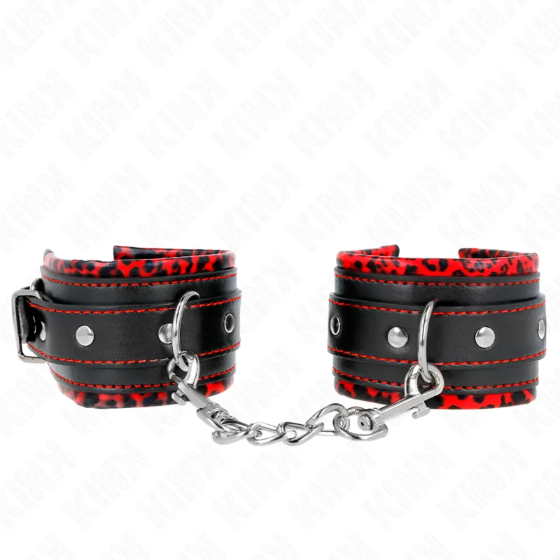 Menottes Doublés de Fourrure Rouge / Noir Réglable Kink
