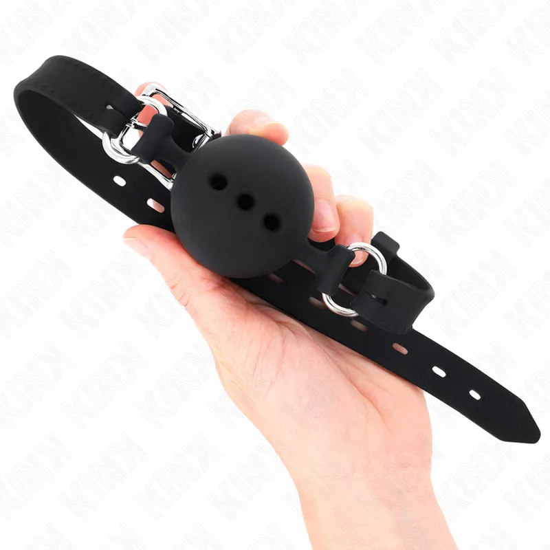 Bâton Entierement Silicone 55 X 2 CM avec Boule 4,5 CM Kink noir bâillon