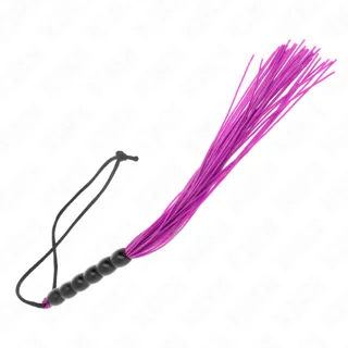 Mini Fouet en Silicone avec 6 Billes Violes 26 CM