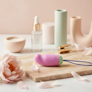 Sextoys connectés posés à côté d'un smartphone affichant l'application de contrôle