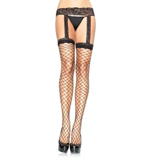 Bas Résille avec Jarratière en Dentelle Noire Leg Avenue
