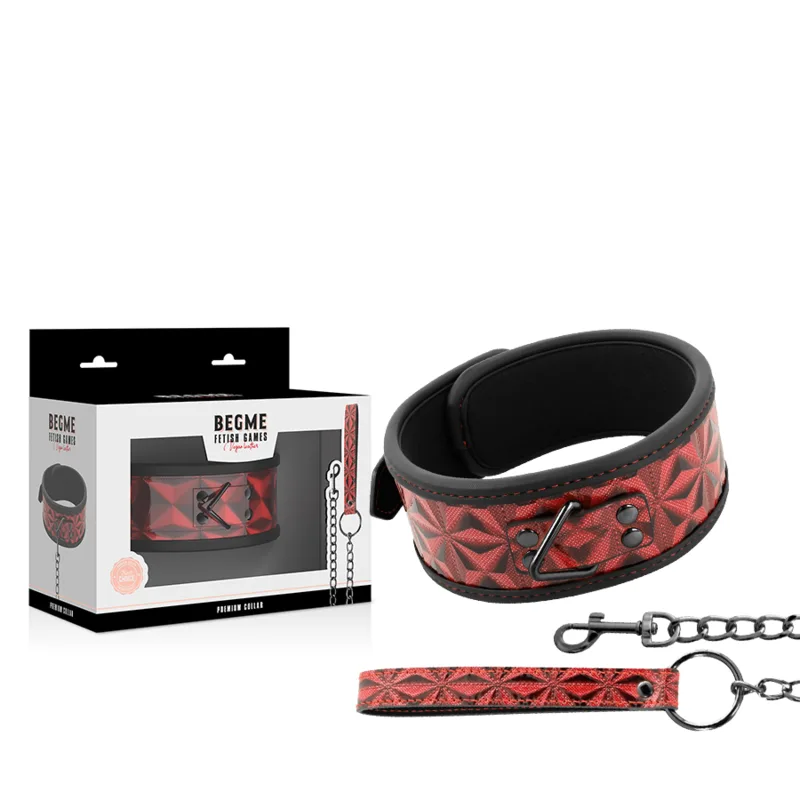 Collier en Cuir Végan Premium Édition Rouge avec Doublure Begme