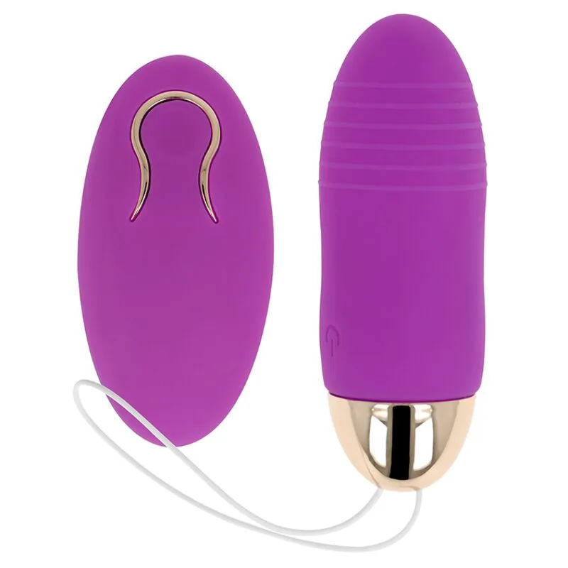 Œuf Vibrant 10 Vitesses Ohmama en violet, œuf et télécommande réunis sur la photo