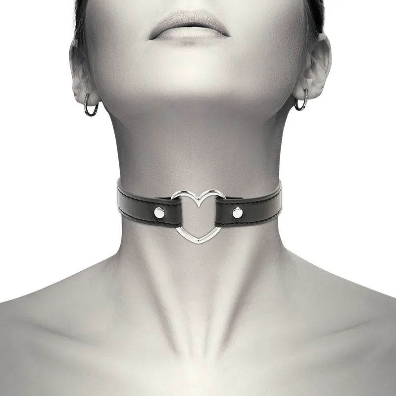 Collier Cuir Vegan Femme Accessoire Coeur Coquette Chic Desire