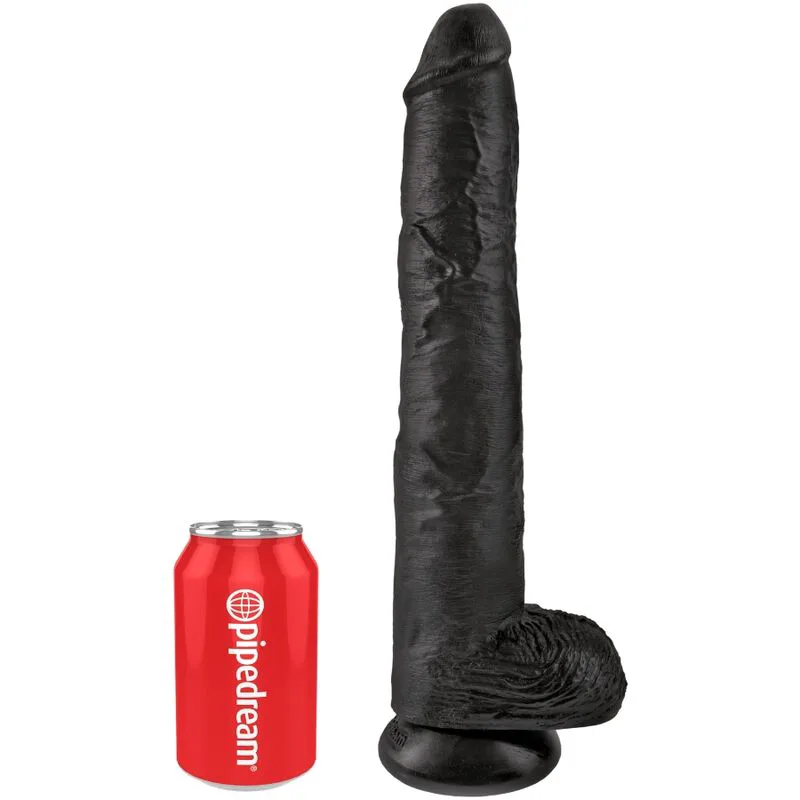 Gode Réaliste avec Boules 30,5 cm Noir King Cock
