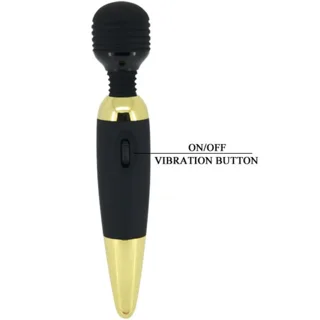 Vibromasseur wand nervuré noir et or vue 6
