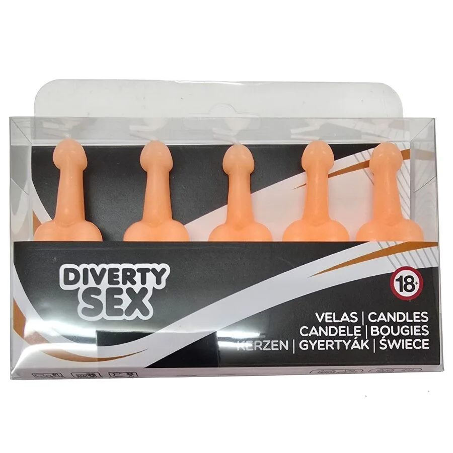 Boîte de 5 Bougies en Forme de Pénis Diablo Picante jeu coquin
