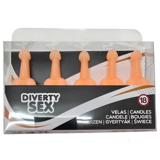 Boîte de 5 Bougies en Forme de Pénis Diablo Picante jeu coquin