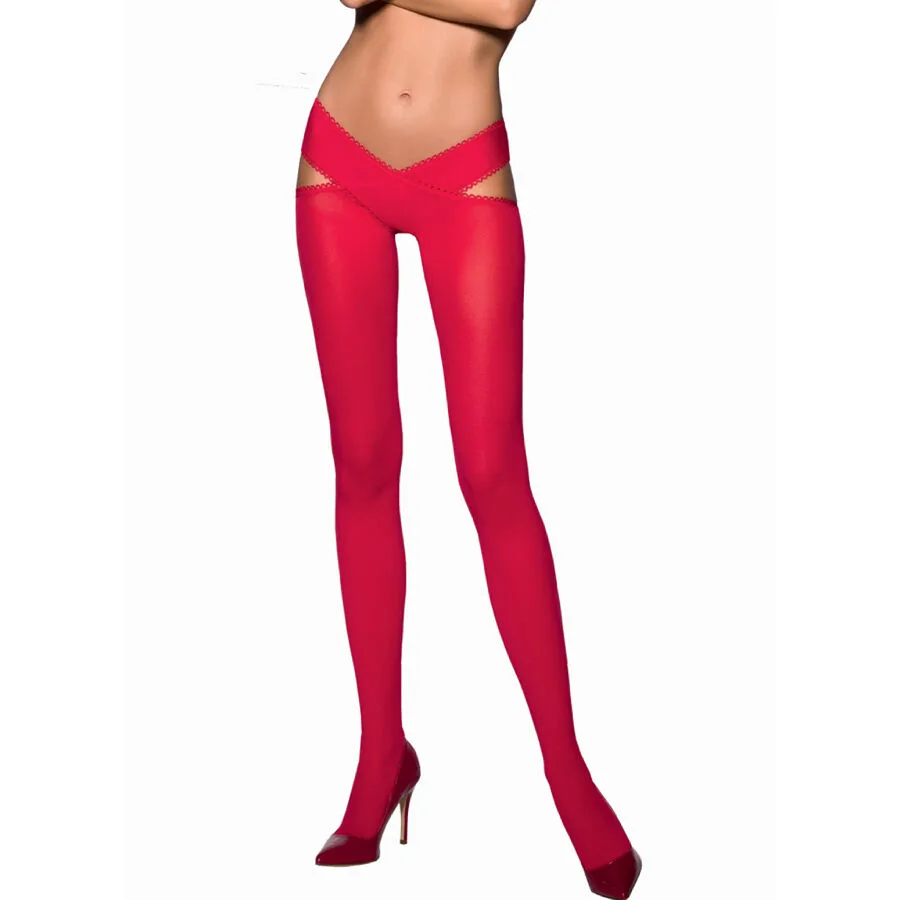 Tiopen 005 Collant Rouge 3/4 60 Den Passion rouge porte-jarretelles