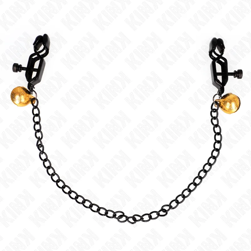 Pinces à Tétons Chaîne Plate et Cloche Argent 30 cm Kink