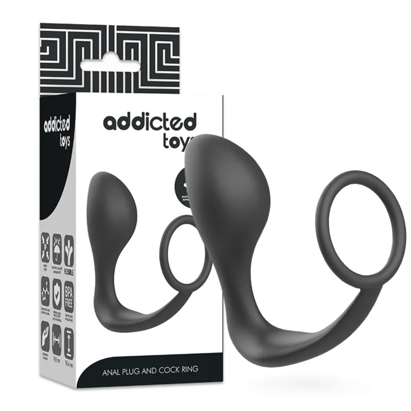 Plug Anal avec Anneau en Silicone Noir Addicted