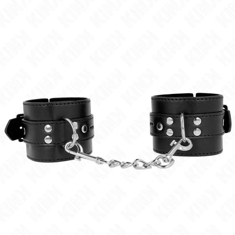 Menottes Noir avec Ceinture Noire Réglable 17-28 cm Kink