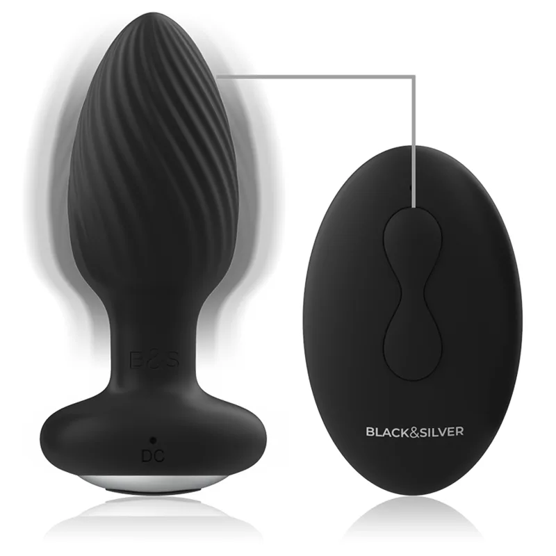 Vibromasseur Télécommande du Rotateur Anal en Silicone Wells Plug Black&Silver
