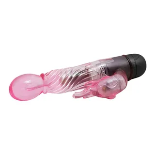 Vibromasseur rabbit rose, transparent, 10 modes, étanche, autre vue 4
