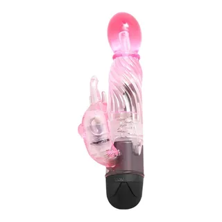 Vibromasseur rabbit rose, transparent, 10 modes, étanche, autre vue 6