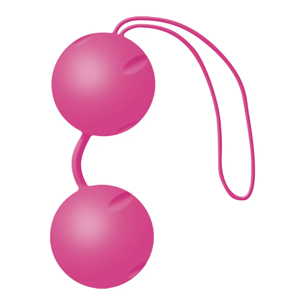 Paire de boules de Geisha en silicone noir avec cordon de récupération apparent, deux sphères lisses reliées par une tige flexible sur fond blanc
