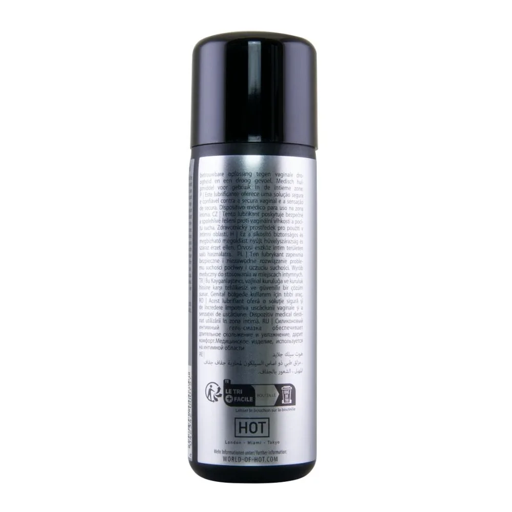 Flacon de lubrifiant Silc Glide à base de silicone, 100 ml, avec bouchon noir et étiquette argent et noire