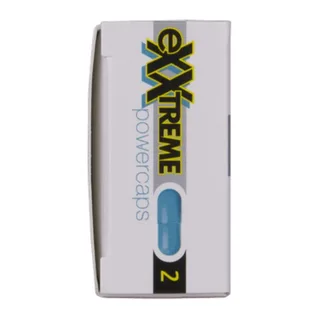 Côté de la boîte HOT eXXtreme Power Caps, 2 gélules