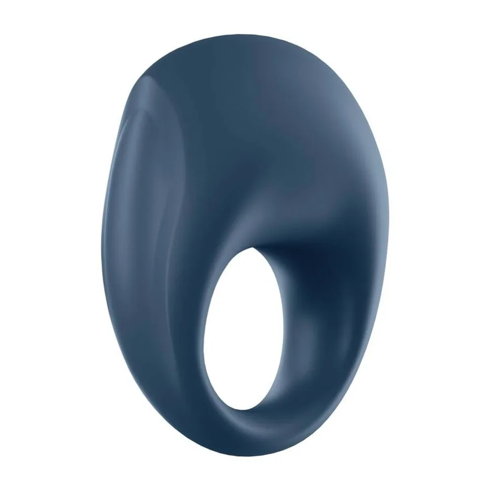 Cockring bleu marine de forme épaulée avec détails de relief, fond blanc