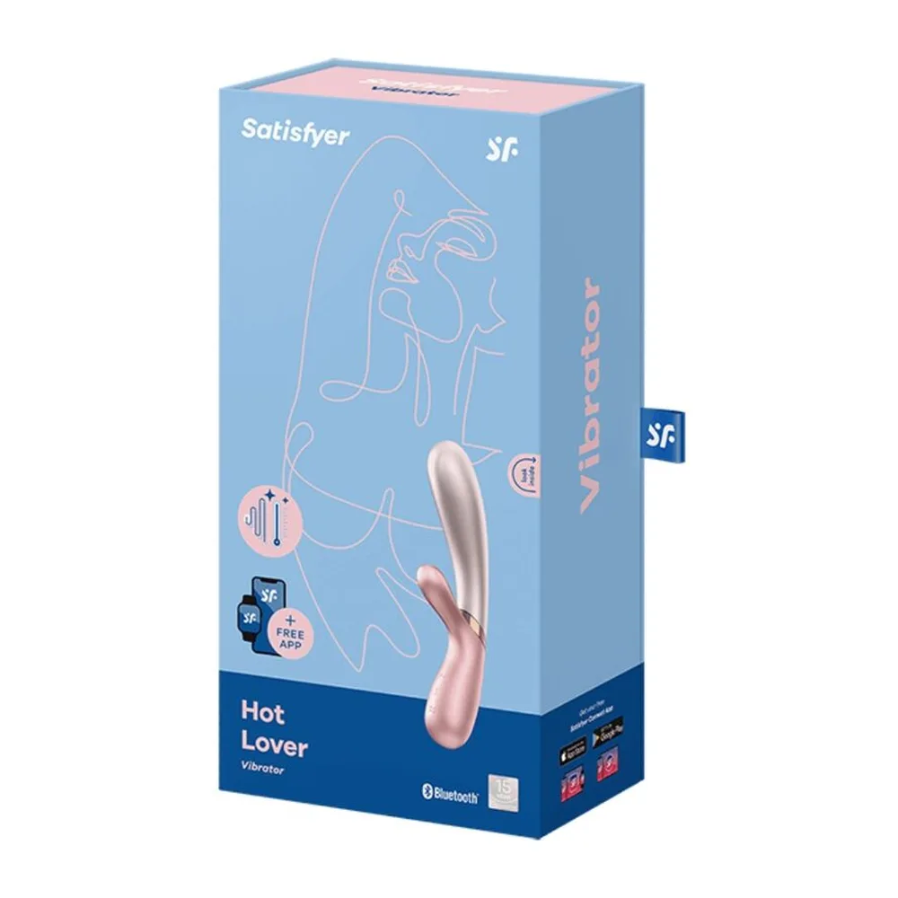 Vibromasseur rabbit en silicone rose et gris, deux branches courbes avec bande dorée, sur fond blanc