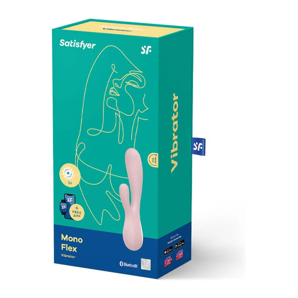 Stimulateur clitoridien rose poudré de forme ergonomique avec deux branches courbes, l'une principale et l'autre secondaire, sur fond blanc