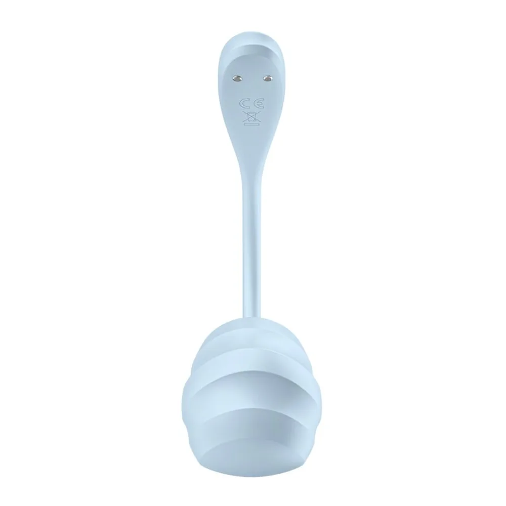Vibromasseur point G en silicone vert menthe, forme de pétale allongé avec tige lisse et tête arrondie, sur fond blanc