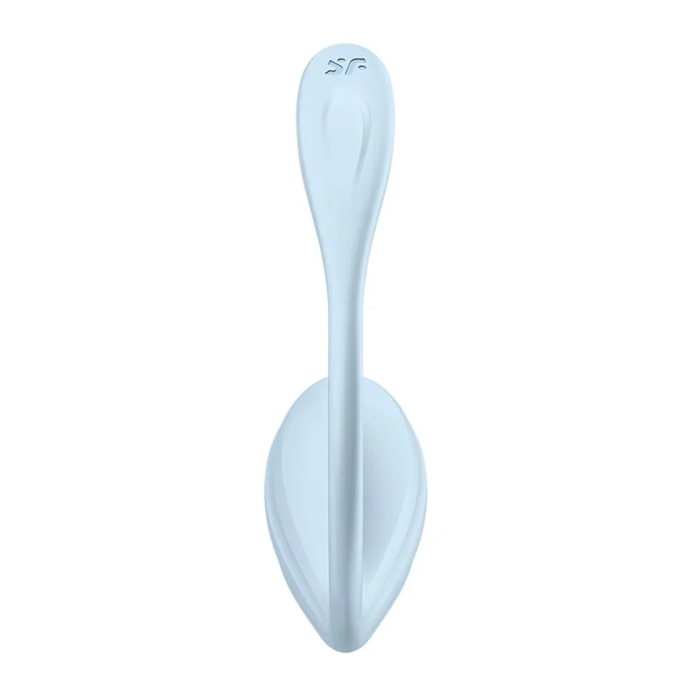 Vibromasseur point G silicone vert menthe, forme pétale, coloris Bleu ciel