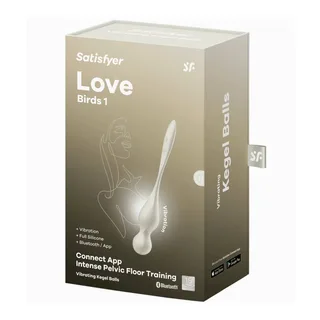 Boule de Geisha Love Birds kegel blanches Satisfyer - avec son échelle de taille