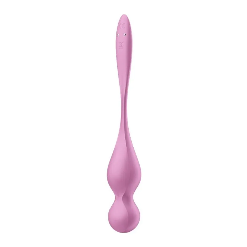 Boule de Geisha Love Birds kegel blanches Satisfyer - vue de profil - Rose