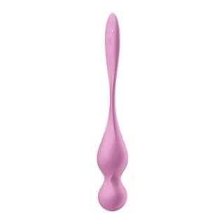 Boule de Geisha Love Birds kegel blanches Satisfyer - vue de profil - Rose