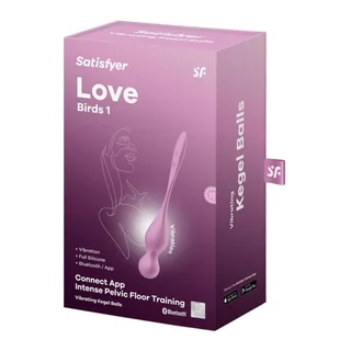 Boule de Geisha Love Birds kegel blanches Satisfyer - avec son échelle de taille - Rose