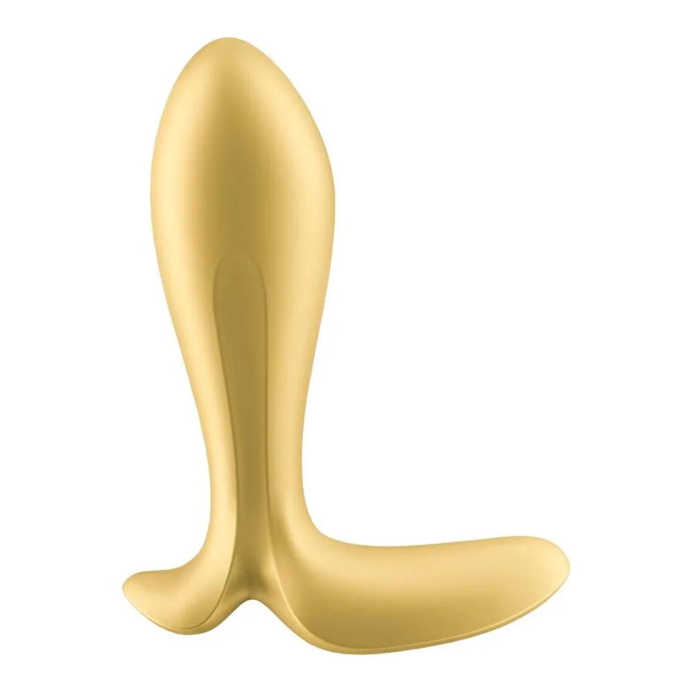 Plug anal Intensity de couleur crème avec base évasée, forme effilée et ergonomique, présenté en vue de trois-quarts sur fond blanc