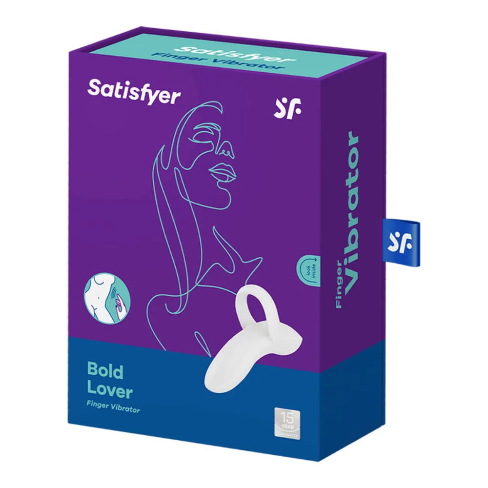 Vibromasseur blanc en silicone à enfiler au doigt, de forme ergonomique arrondie avec ouverture centrale, sur fond blanc neutre