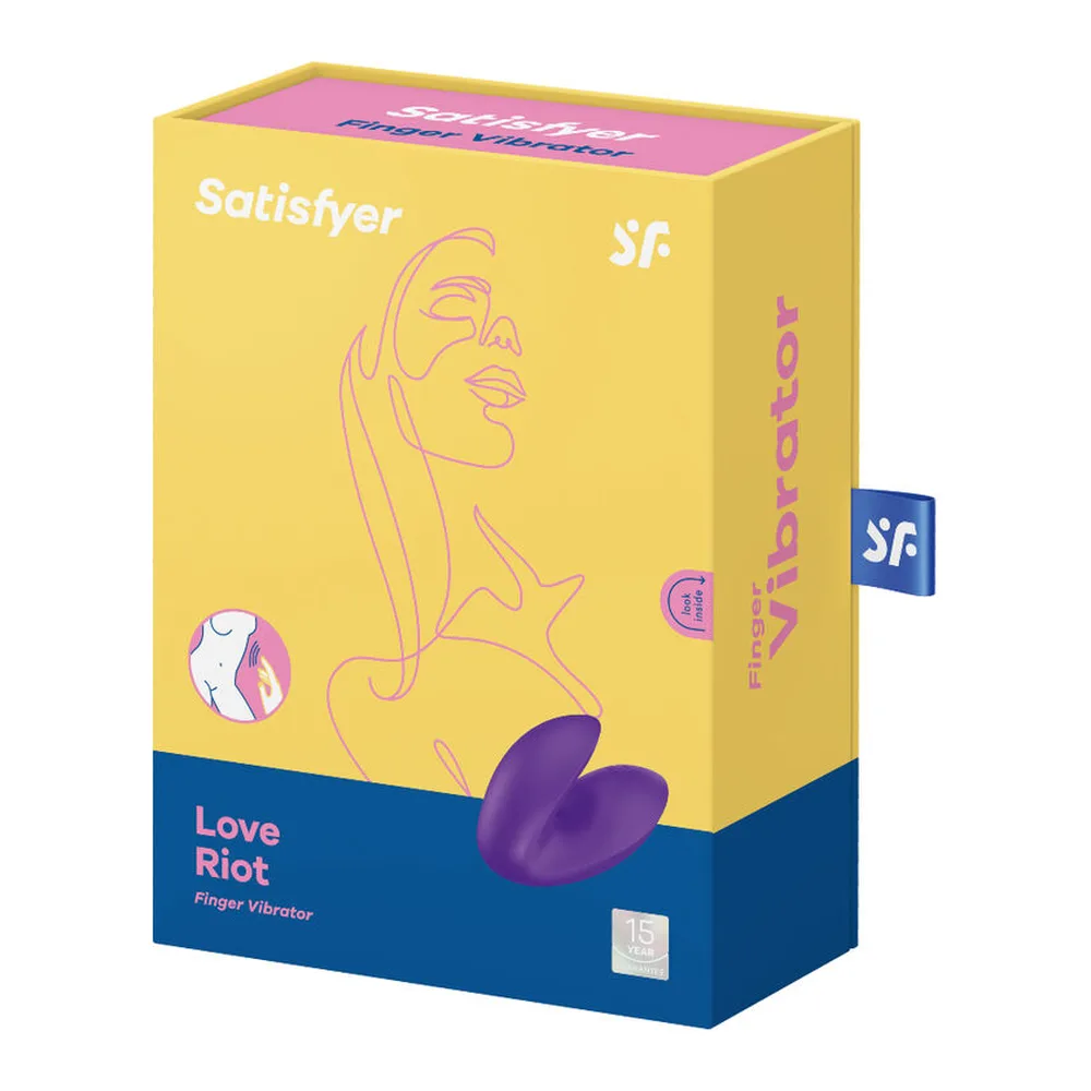 Vibromasseur violet en silicone, forme ergonomique allongée avec zones de stimulation, pictogramme indiquant une couverture corporelle complète
